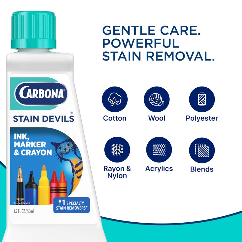 CARBONA كاربونا ستاين ديفلز® #3 | حبر، علامة وطباشير | مزيل بقع غسيل بقوة احترافية | منظف متعدد الأقمشة | آمن على البشرة والأقمشة القابلة للغسل | 1.7 أونصة سائلة، 3 عبوات - Image 5